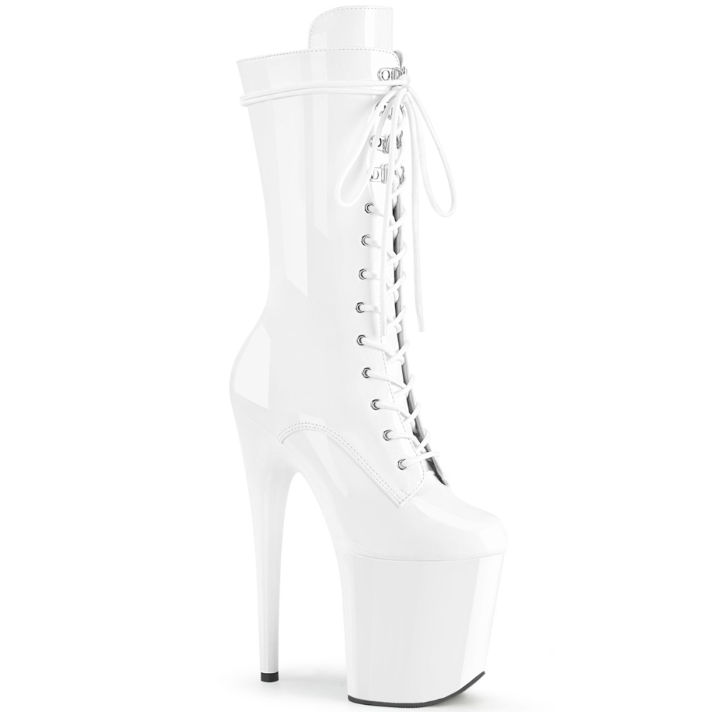 Pleaser - FLAMINGO-1050 Bottes de plate-forme - Chaussures de pole dance - Blanc
